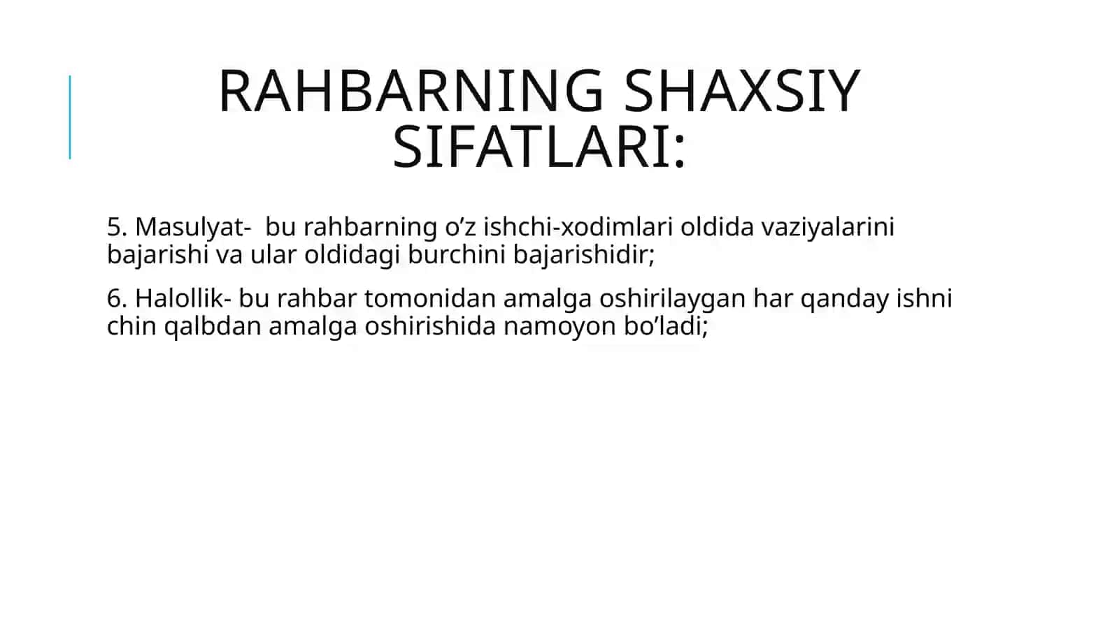 Ta’lim Muassasasi rahbarining shaxsiy sifatlari 4