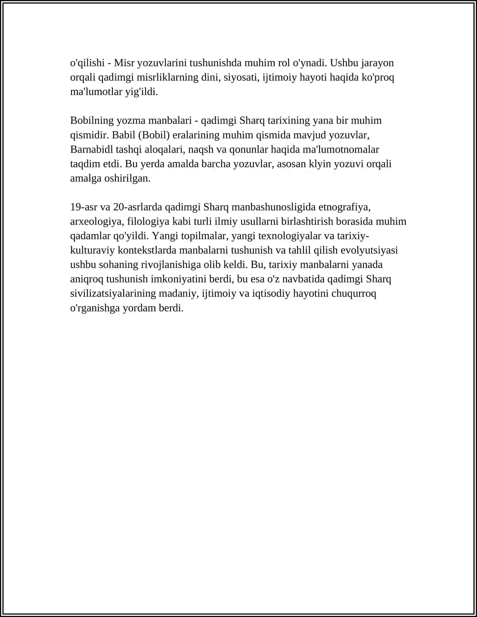 QADIMGI SHARQ MANBASHUNOSLIGI VA UNING OʻRGANILISH TARIXI 4