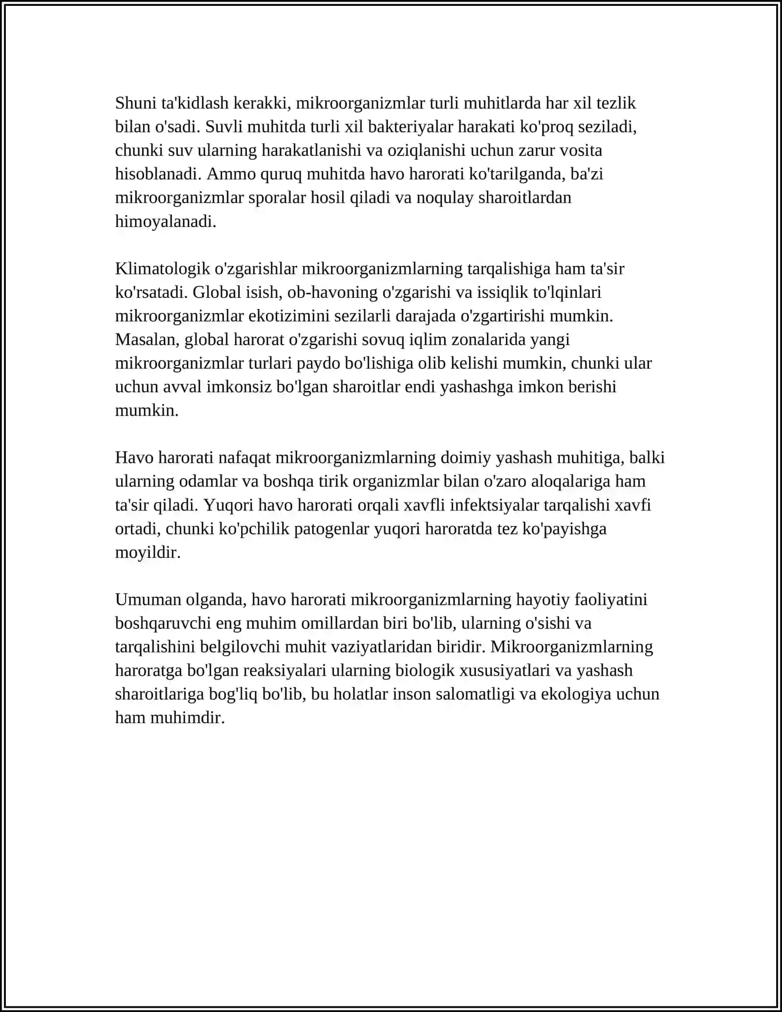 MIKROORGANIZMLARNING TASHQI MUHIT OMILLARI TAʼSIRIDA TARQALISHI 4