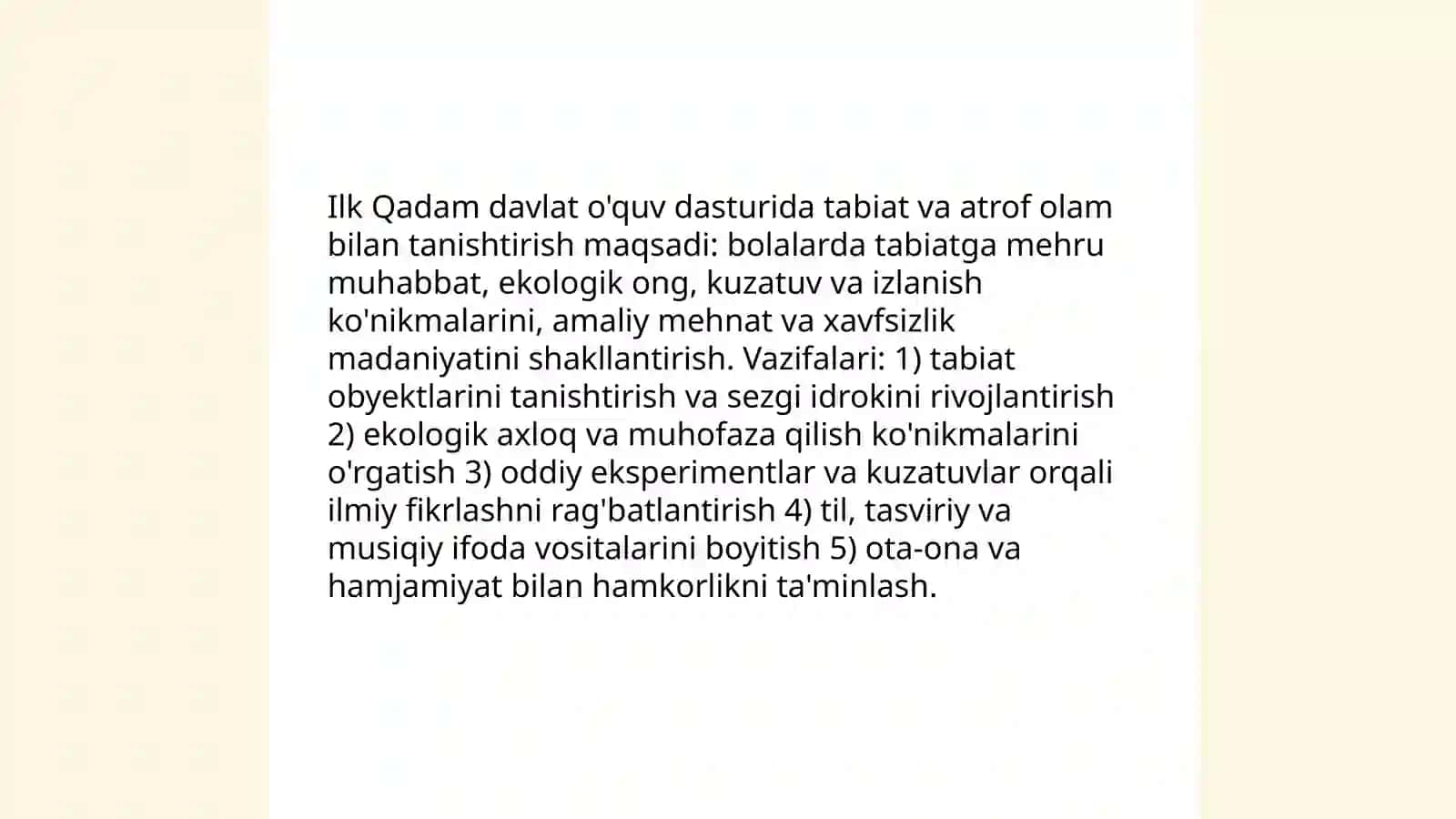 Ilk Qadam davlat òquv dasturi 4