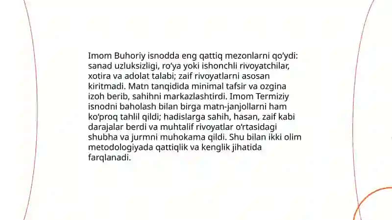 Imom Buhoriy va Imom Termiziyning hadis ilmiga qòshgan hissalarini qiyosiy tahlili 4