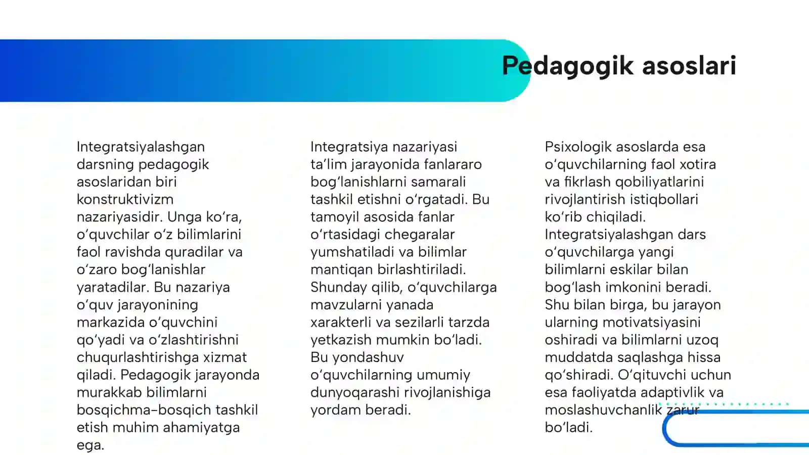 INTEGRATSIYALASHGAN DARS TURLARI 4
