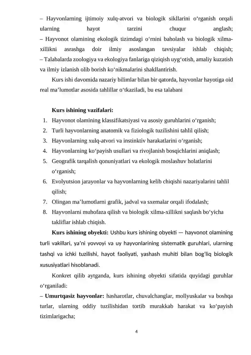 HAYVONOT OLAMINING XILMA-XILLIGI, TUZILISHI, HAYVONLARNING XULQ-ATVORI, KO'PAYISHI, RIVOJLANISHI, GEOGRAFIK TARQALISHI VA KELIB CHIQISHINI 4
