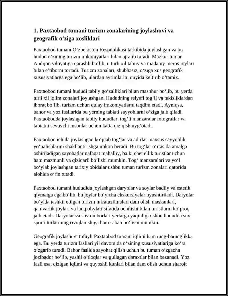 PAXTAOBOD TUMANI TURIZM ZONALARI HAQIDA REFERAT 4