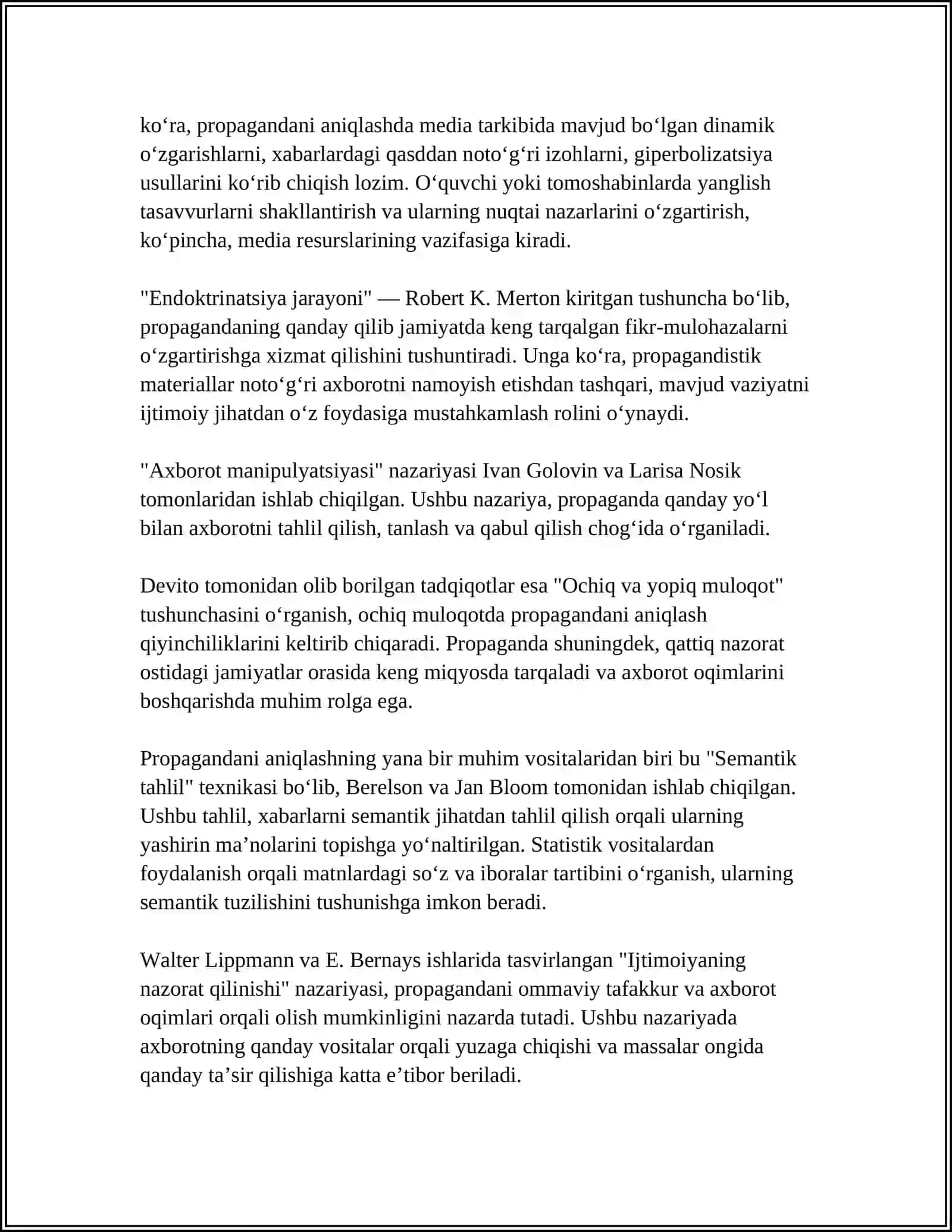 MEDIA XABARLARIDA PROPAGANDA USULLARINI ANIQLASH 4