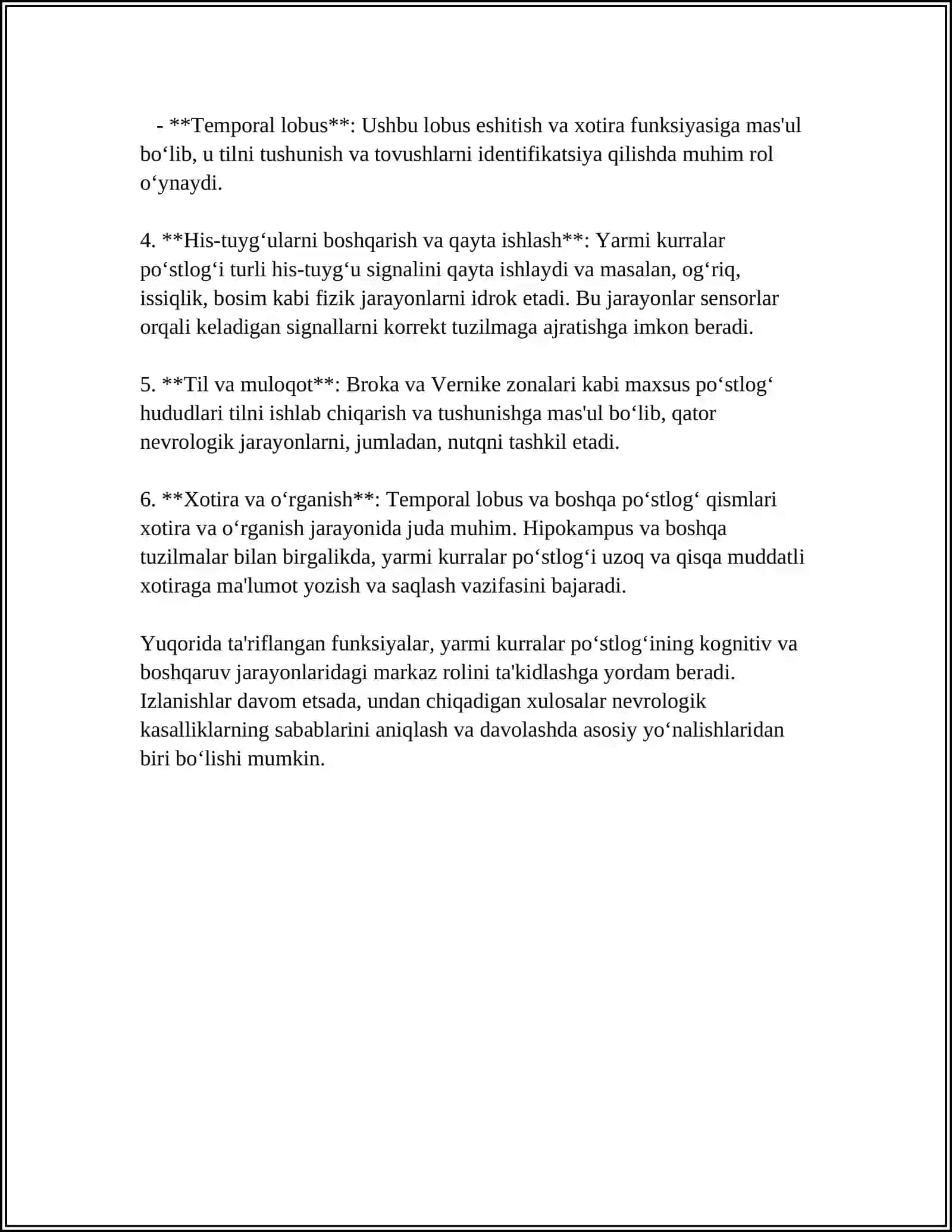 BOSH MIYYA YARIMSHARLARI PÕSTLOĞI FUNKSIYASINI TEKSHIRISH USULLARI 4
