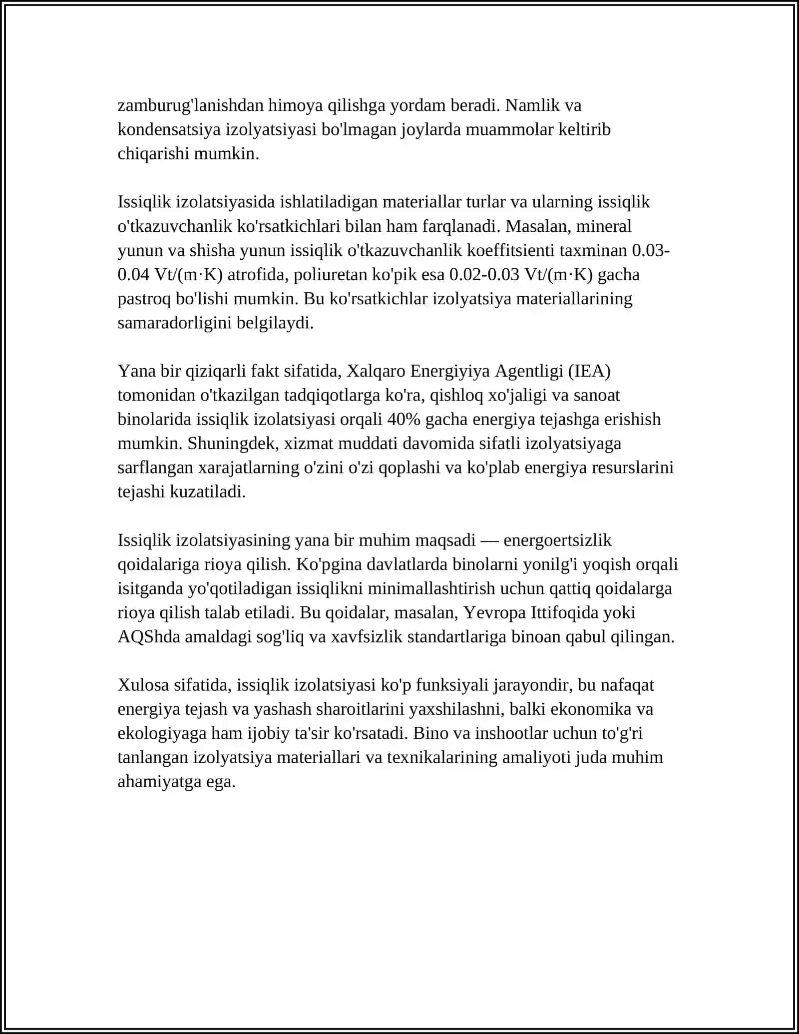 QOZON QURILMASI QUVURLAR UCHUN ISSIQLIK IZOLYATSIYASINI TANLASH VA TAVSIYALAR ISHLAB CHIQISH 4