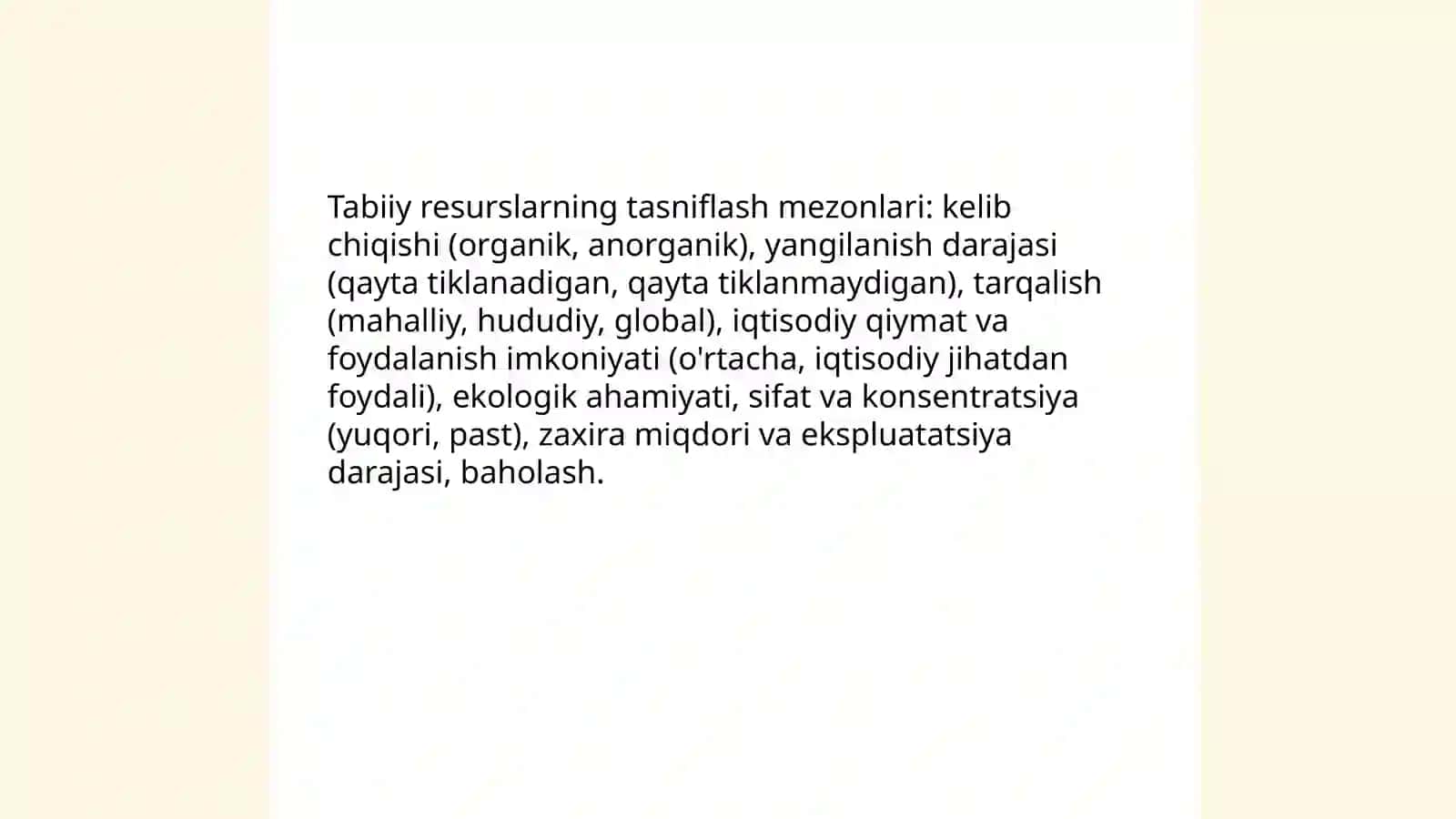 Tabiiy resurslar va ularning klassifikatsiyasi 4