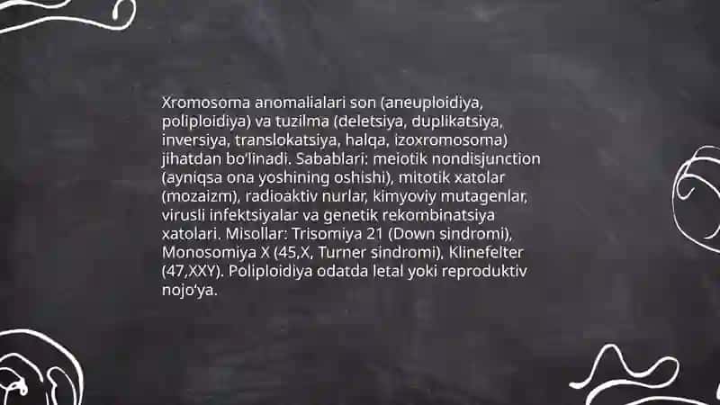 Irsiy kasalliklar:Xramosoma va gen kasalliklari 4