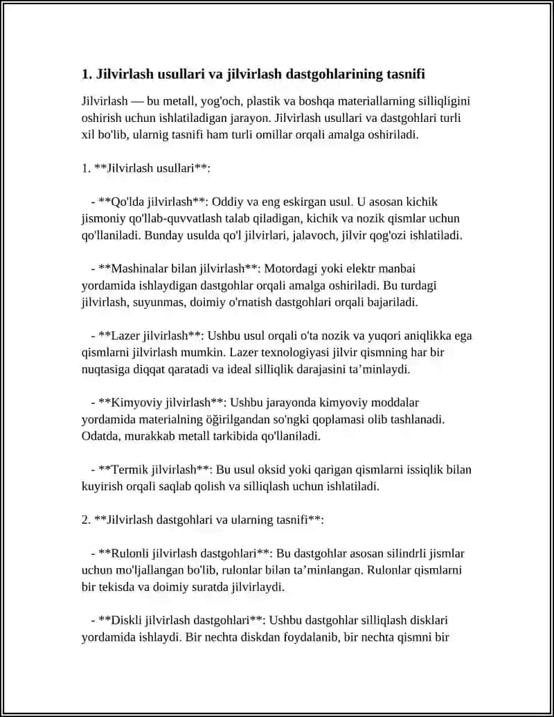 JILVIRLASH DASTGOHLAR VA ULARNING QO'LLANISHI 4