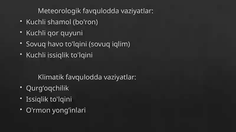Tabiiy favqulodda vaziyatlarda xavf darajasini baholash 4