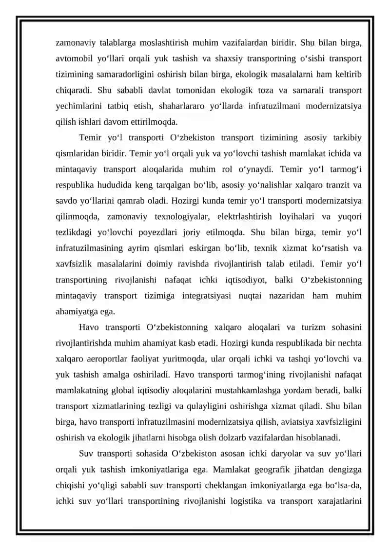 O‘zbekiston Respublikasining 2030-yilgacha bo‘lgan davrga mo‘ljallangan transport strategiyasi 4