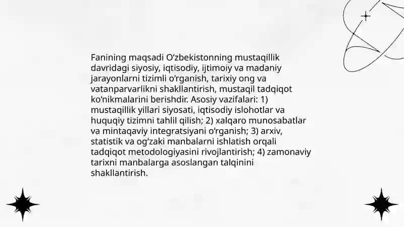 O‘zbekistonning eng yangi tarixi fanining predmeti va chegaralari 4