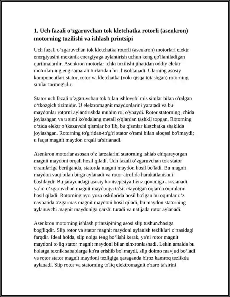 MAXSUS OʻZGARUVCHAN TOʻK MOTORLARI VA TUZILISHI BILAN TANISHISH 4