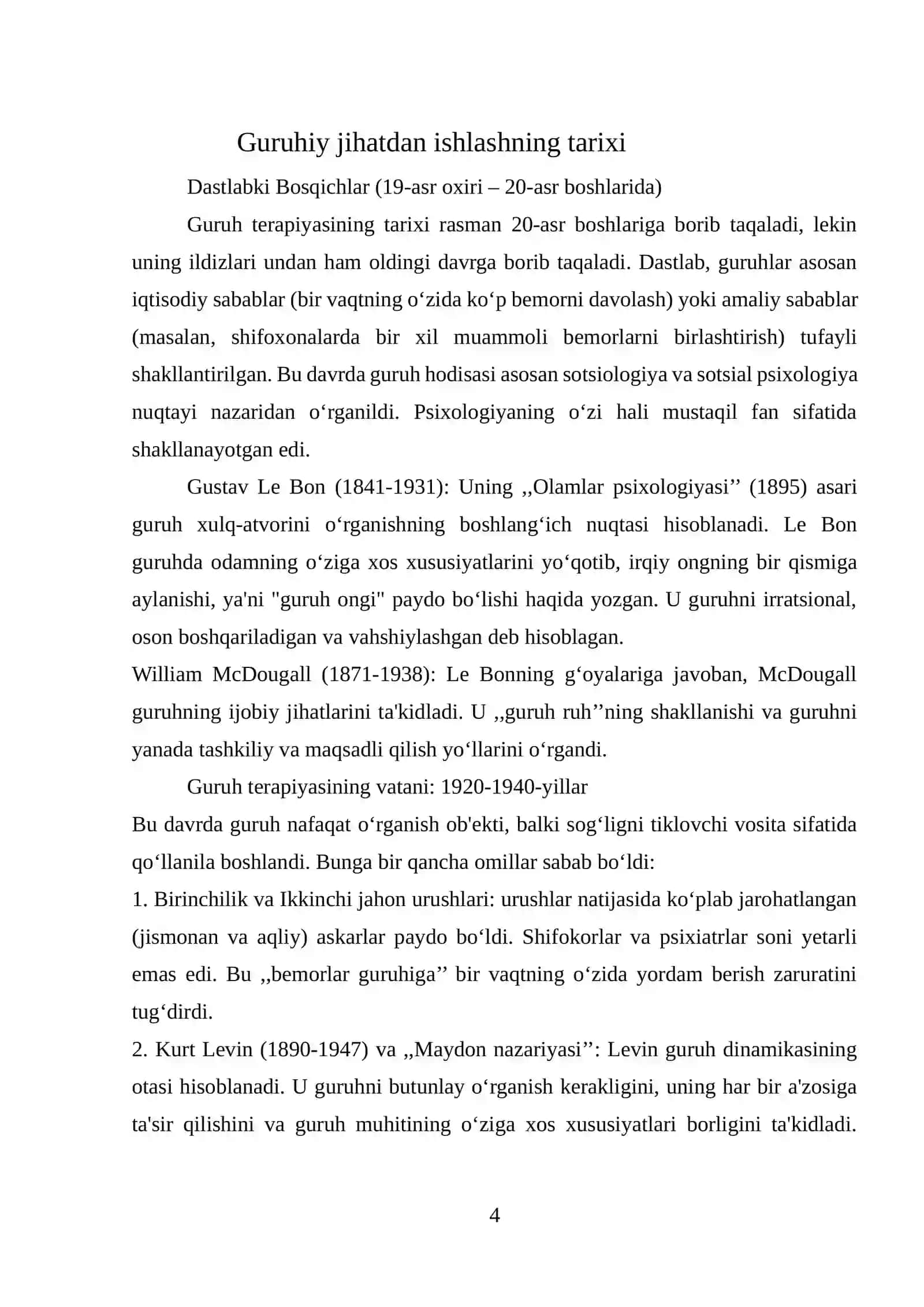 PSIXOLOGIK FAOLIYATDA GURUHIY JIHATDAN ISHLASHNING TARIXI 4