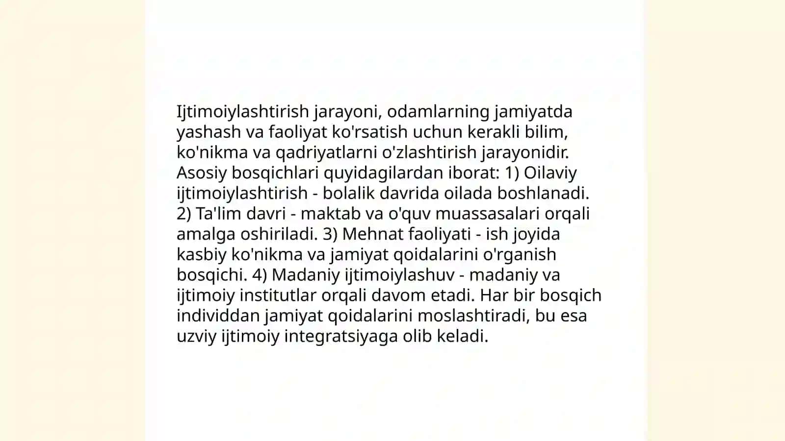Shaxsning rivojlanishi tarbiyasi va ijtimoiylashuvi 4
