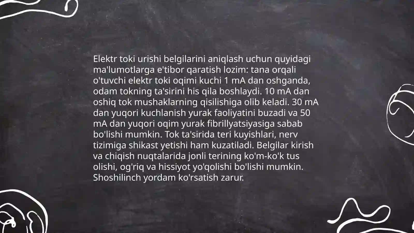 Elektra toki yoki chaqmoq urganda suvga cho'kkanda birinchi tibbiy yordam 4