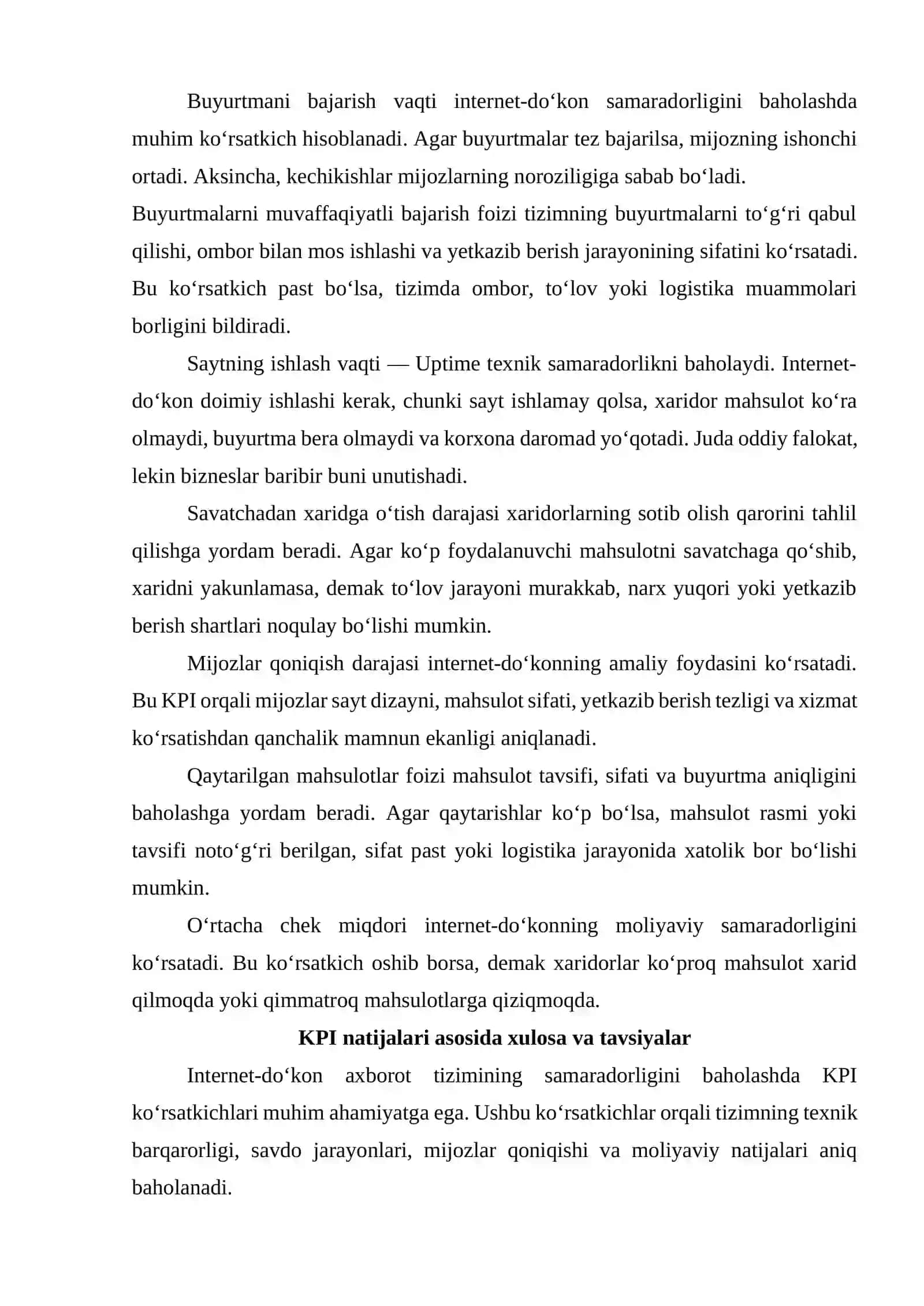 Axborot tizimi samaradorligini aniqlash uchun KPI tizimini ishlab chiqish 4