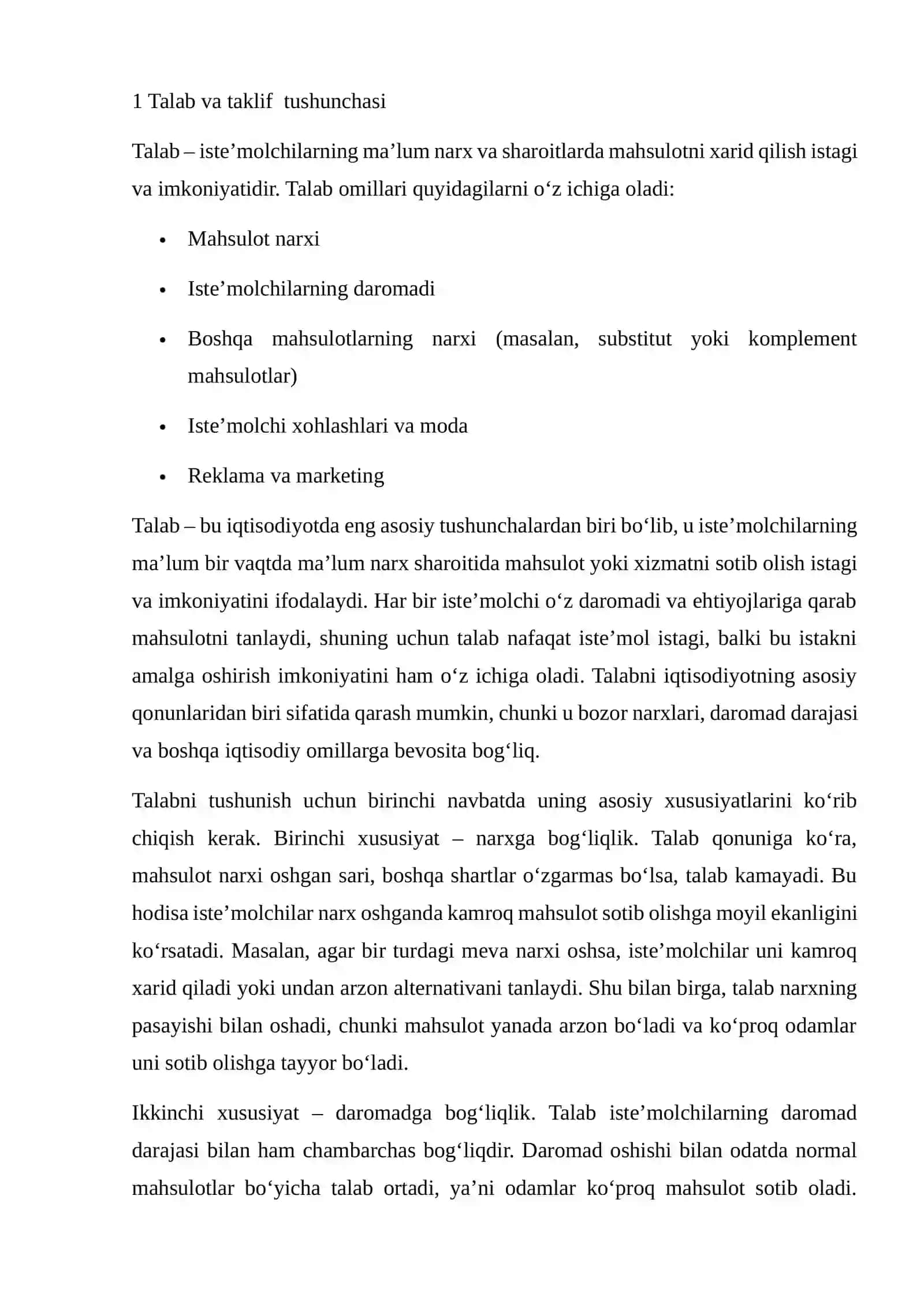 MAHSULOTGA BO‘LGAN TALAB VA TAKLIFNING EKONOMETRIK MODELLARINI TUZISH 4