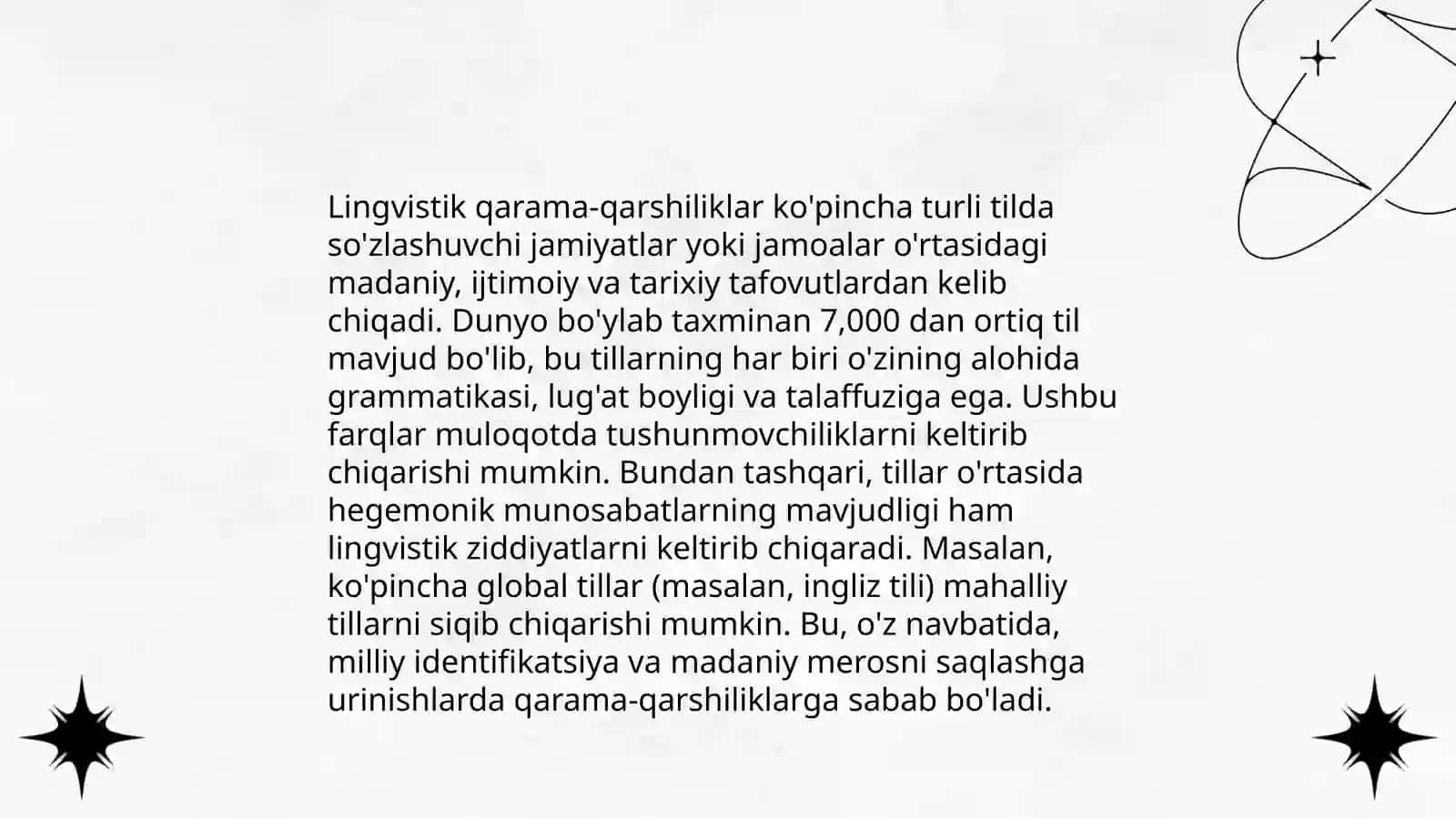 Lisoniy ziddiyatlar. Lisoniy tasnif va uning turlari 4