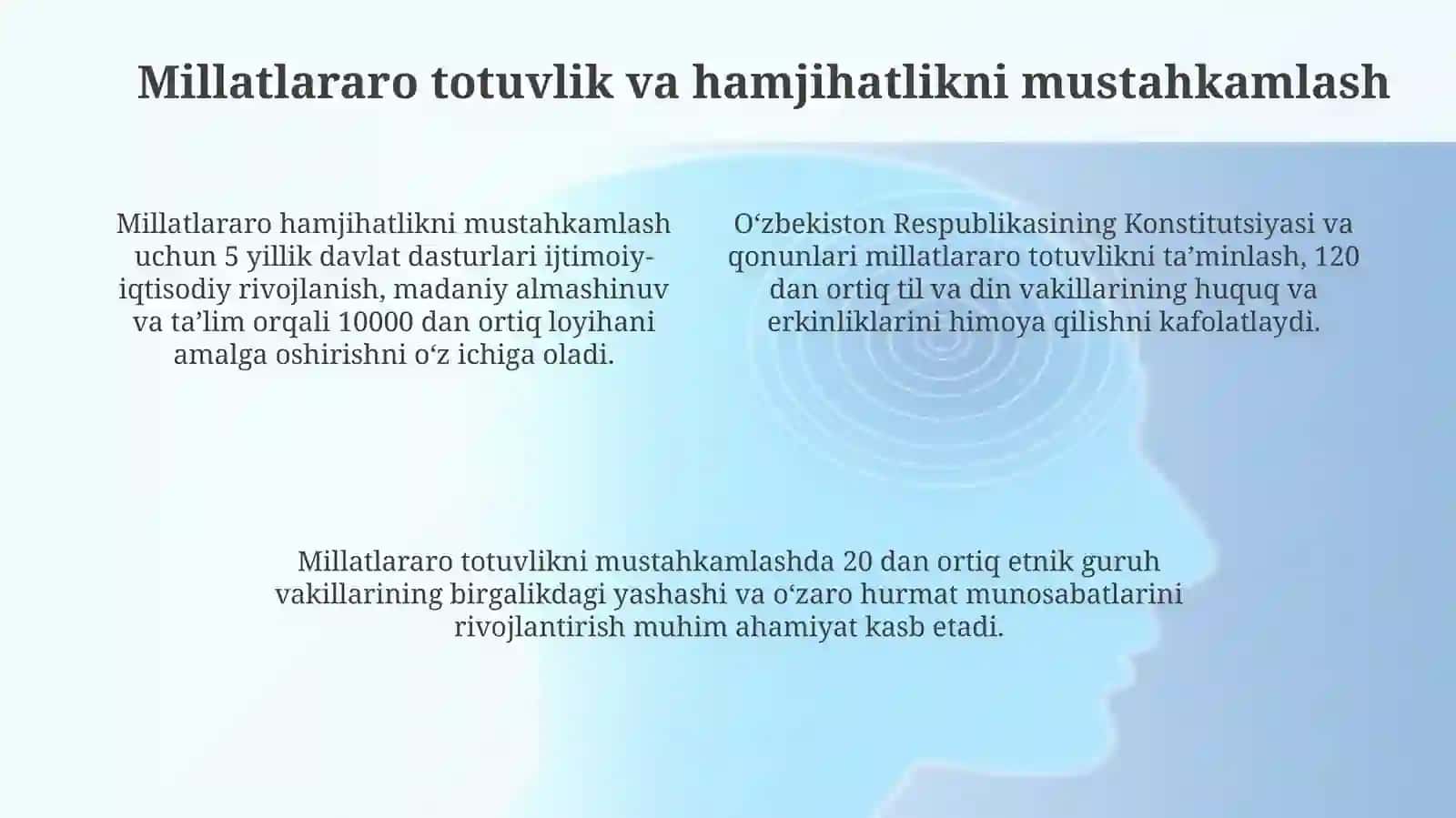 Inson huquqlari himoyasi, ijtimoiy tenglik, adolat va tolerantlik 4