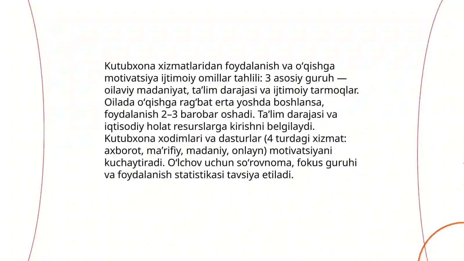 Kutubxonalar oʻqish buyucha sotsiologik tadqiqotlar 4