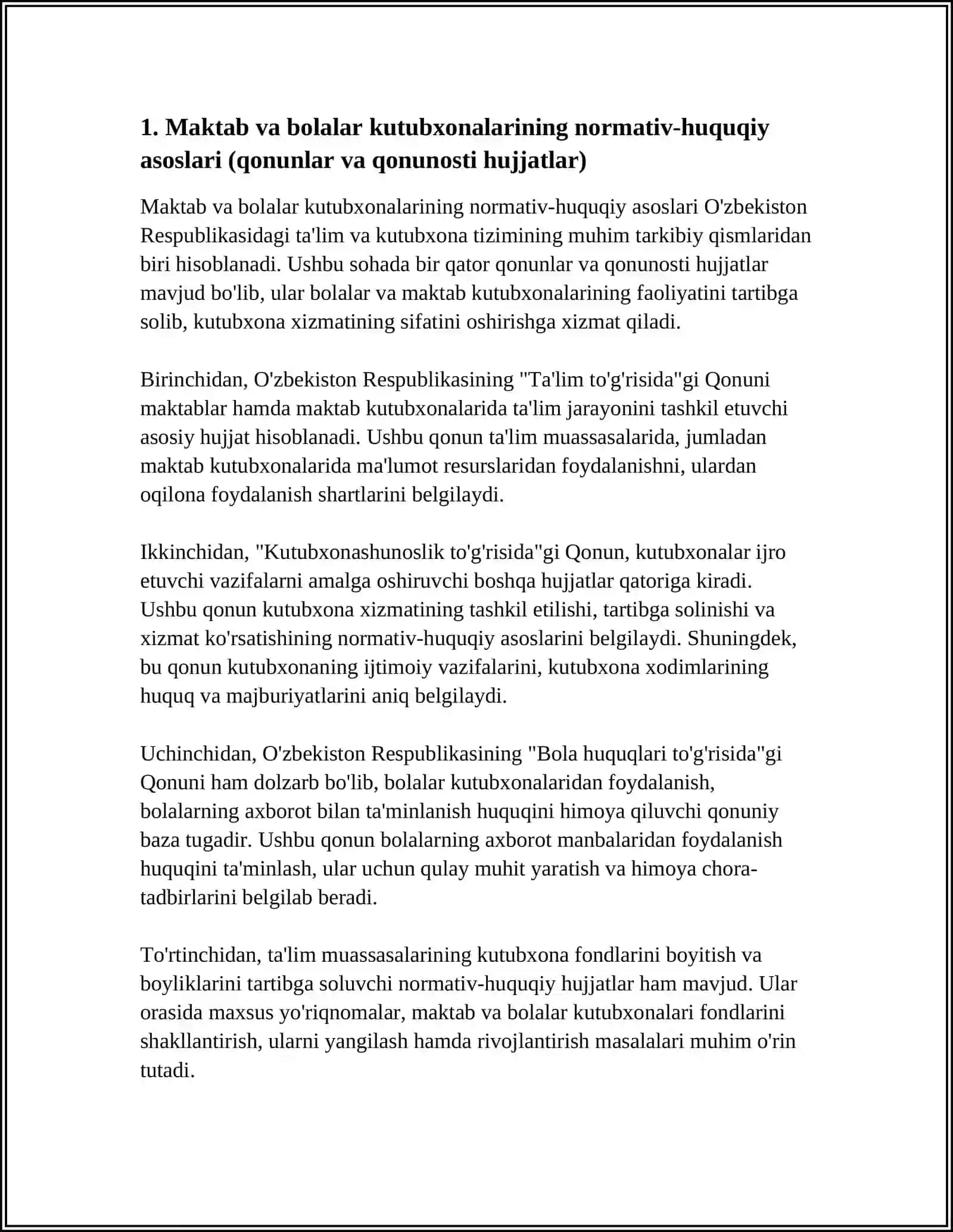 MAKTAB VA BOLALAR KUTUBXONALARINING NARMOTIV HUQUQIY HUJJATLARI 4