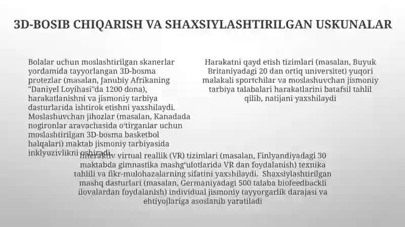 Jahon Jismoniy Tarbiya Dasturlarida Texnologiyalarni Integratsiyasi 4
