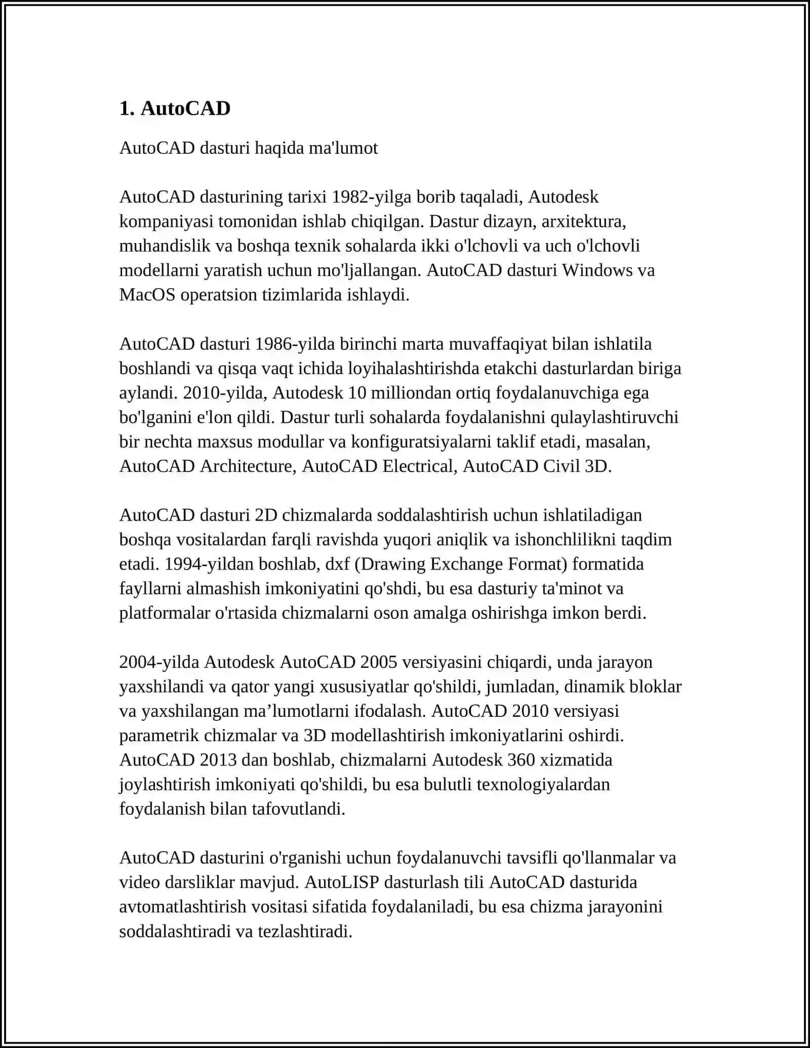 RAQAMLI KARTA VA PLANLARNI CHIZISHDA QO'LLANILADIGAN ZAMONAVIY KAMPYUTER DASTURIY TA'MINOTLARI 4