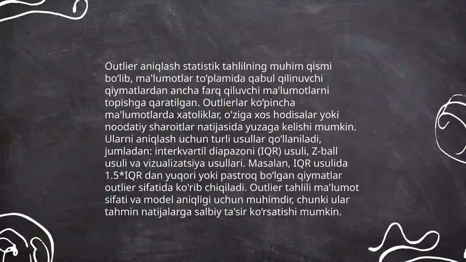 Anomal ma'lumotlarni aniqlash: Outlier aniqlash usullari va ko'p o'lchovli ma'lumotlarda anomal qiymatlarni topish 4
