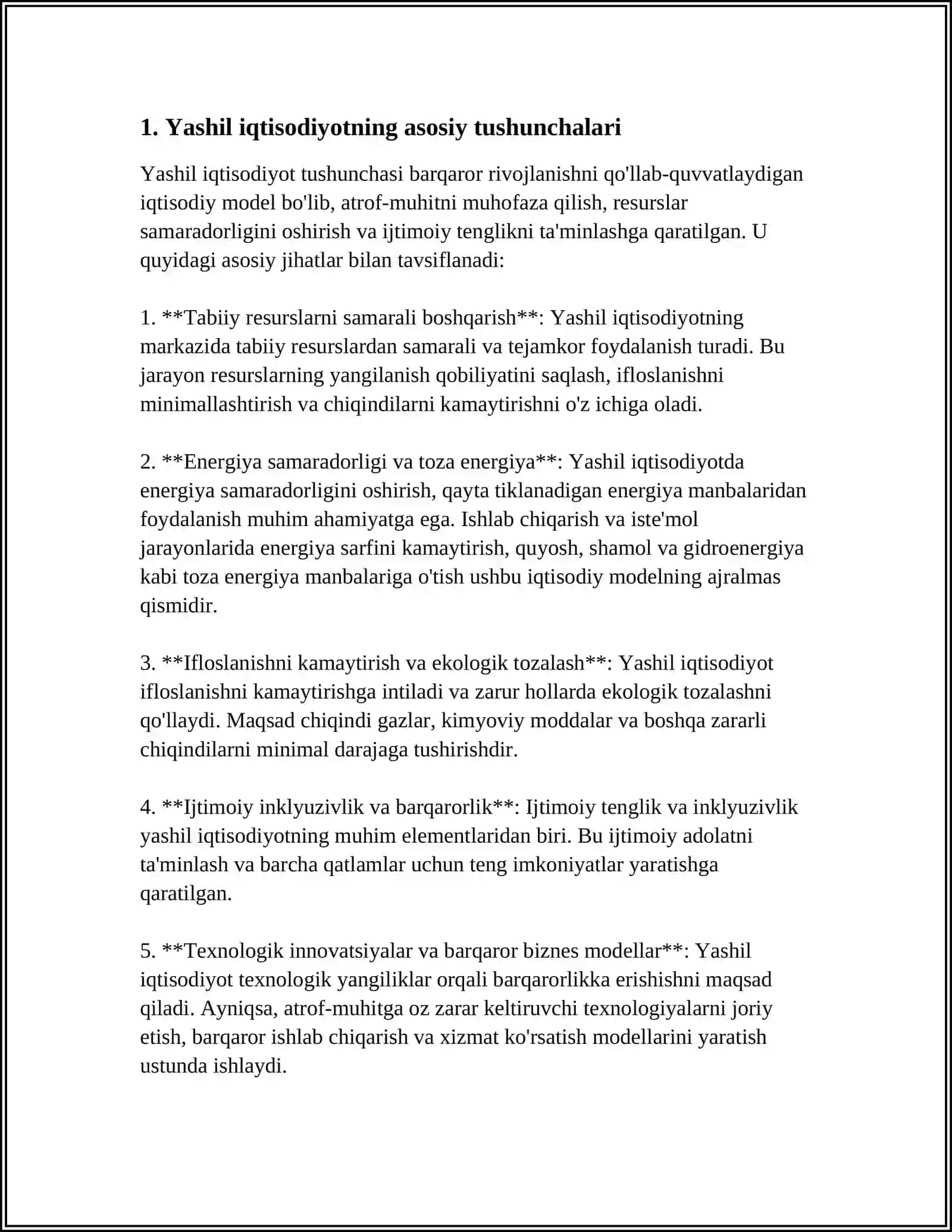 YASHIL IQTISODIYOT KONSEPSIYASI MOHIYATI VA RIVOJLANISH BOSQICHLARI 4