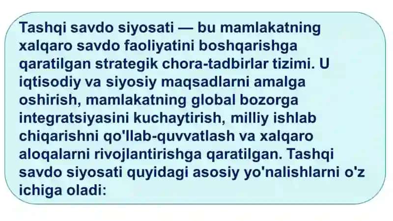 Tashqi Savdo Siyosati: O'zbekistonning Iqtisodiy Rivojlanishida Rol 4