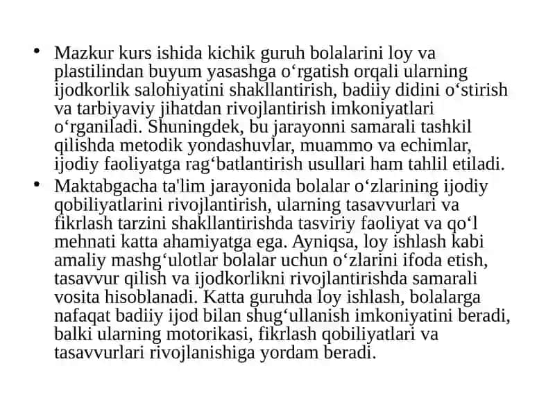 KATTA GURUHDA BOLALARNI LOY ISHIGA O‘RGATISH METOD VA USULLARI 4