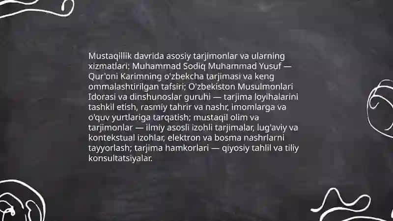 Mustaqillik yillarida Qur'onning o'zbek tiliga tarjima qilinishi va tafsirlari 4