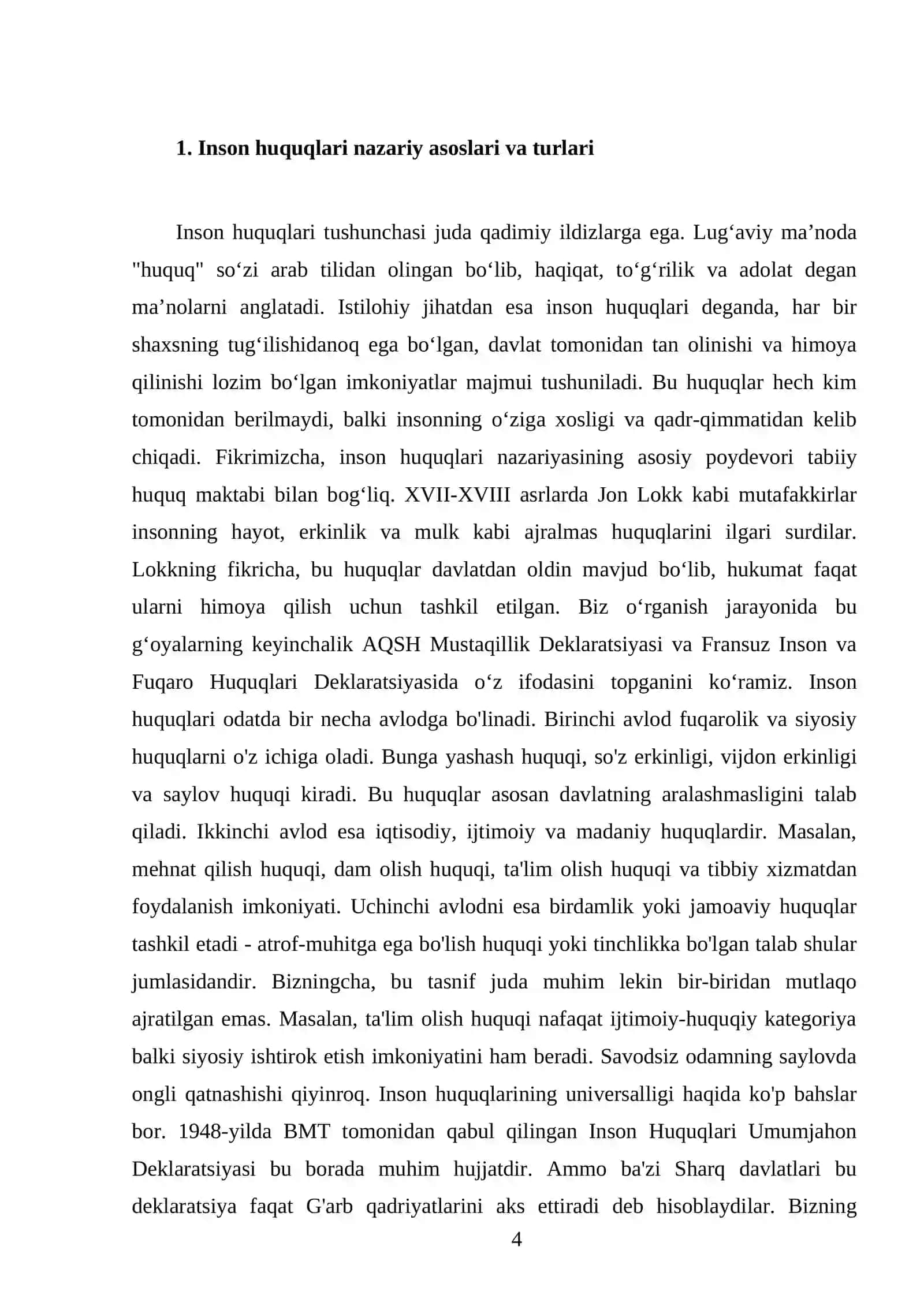 Inson va fuqarolarning huquqlari, erkinliklari va ularning kafolatlari 4
