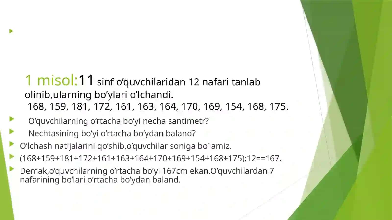 O’rta  qiymat, moda  va  mediana 4