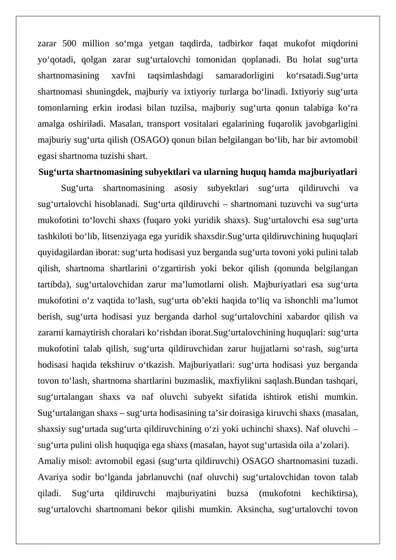 Sug‘urta shartnomasida sug‘urta hodisasi va sug‘urta to‘lovi 4