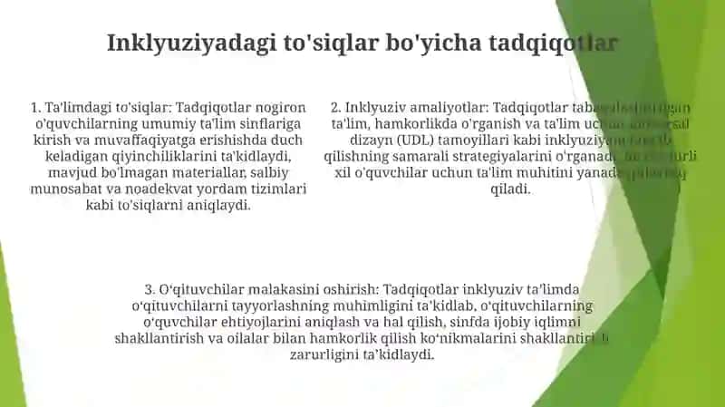 Turli Yo‘Nalishdagi Ilmiy Tadqiqotlarda Inklyuziv Ta’Lim Muammolarini O‘Rganish 4