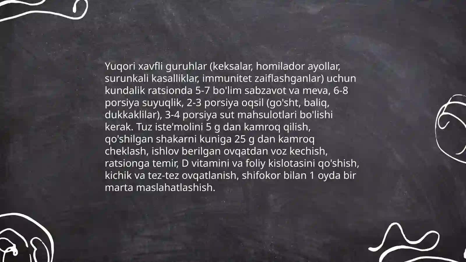 Aholi orasida STT va toʻgʻri ovqatlanish boʻyicha tavsiyalar 4