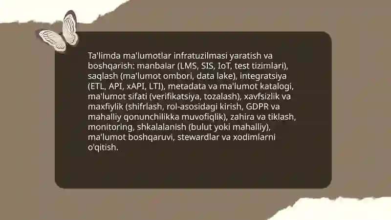 Big Data va Learning Analytics(oʼquv jarayonini tahlil qilish) texnologiyalarining taʼlimdagi oʼrni 4