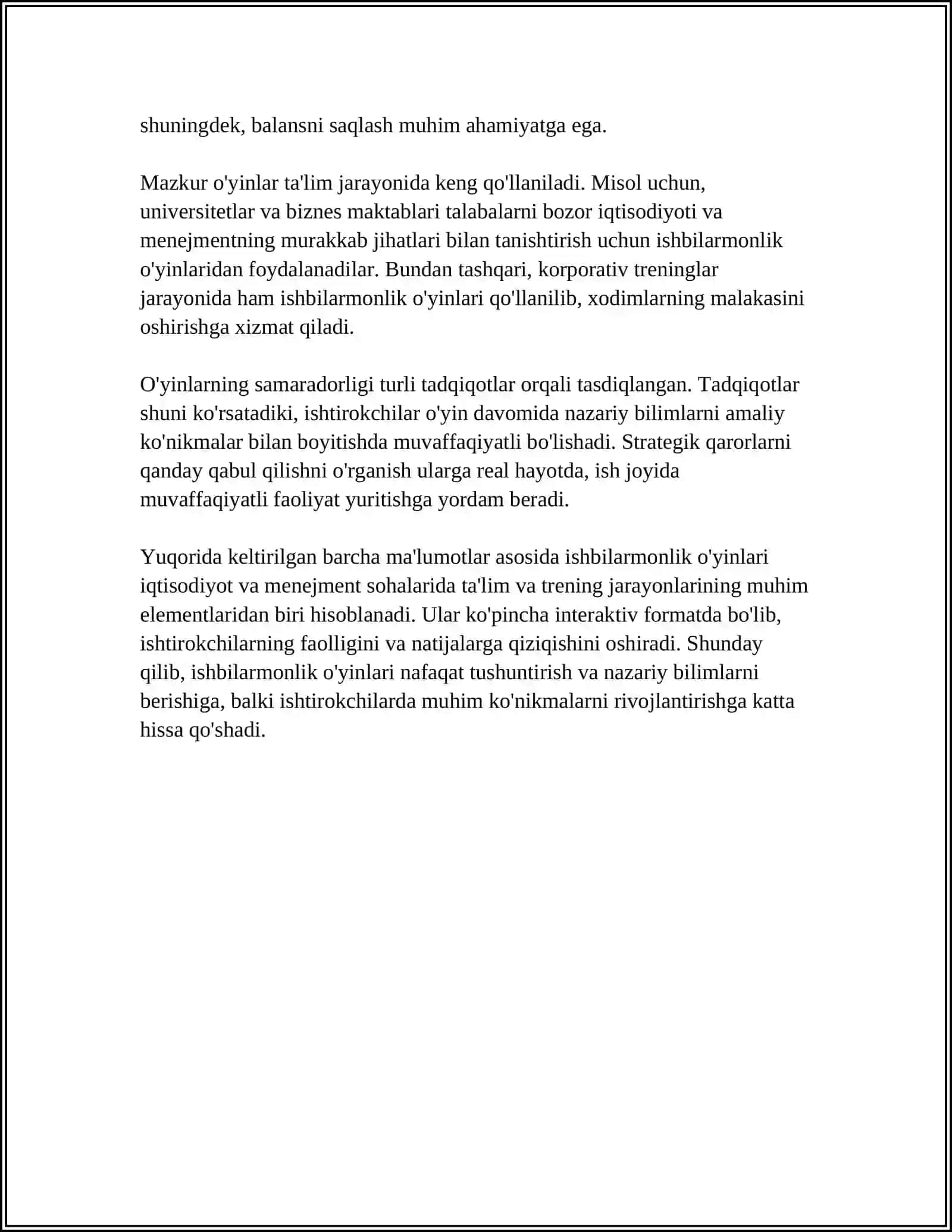 MUSTAQIL ISH Mavzu: ISHBILARMONLIK O'YININI TASHKIL ETISH TEXNOLOGIYASI 4