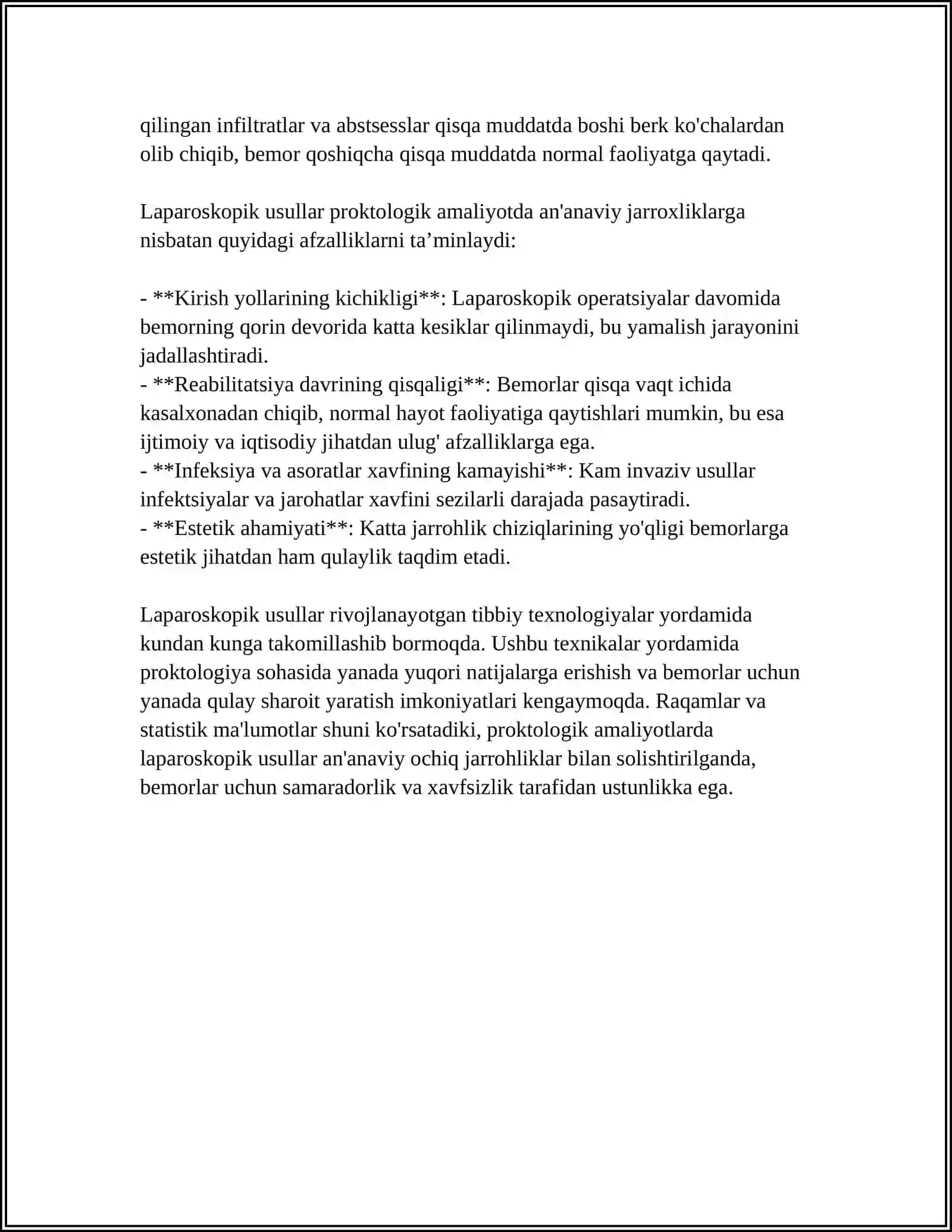 PROKTOLOGIYA AMALIYOTIDA QO'LLANILADIGAN ZAMONAVIY USULLAR.TOS TUBI PROLAPSI MUAMMOSI 4