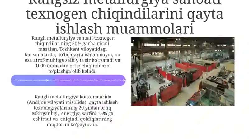 Rangsiz Metallurgiya Sanoati Texnogen Chiqindilarini Qayta Ishlash 4