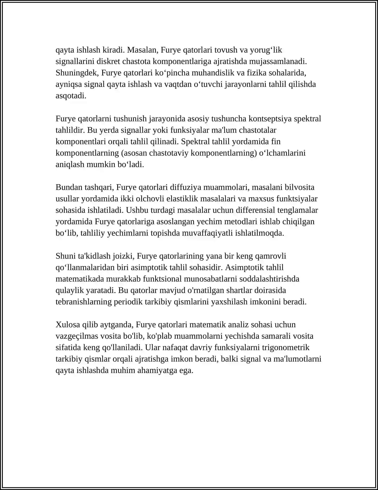 Furye Qatorlar va Differensial Tenglamalar 4