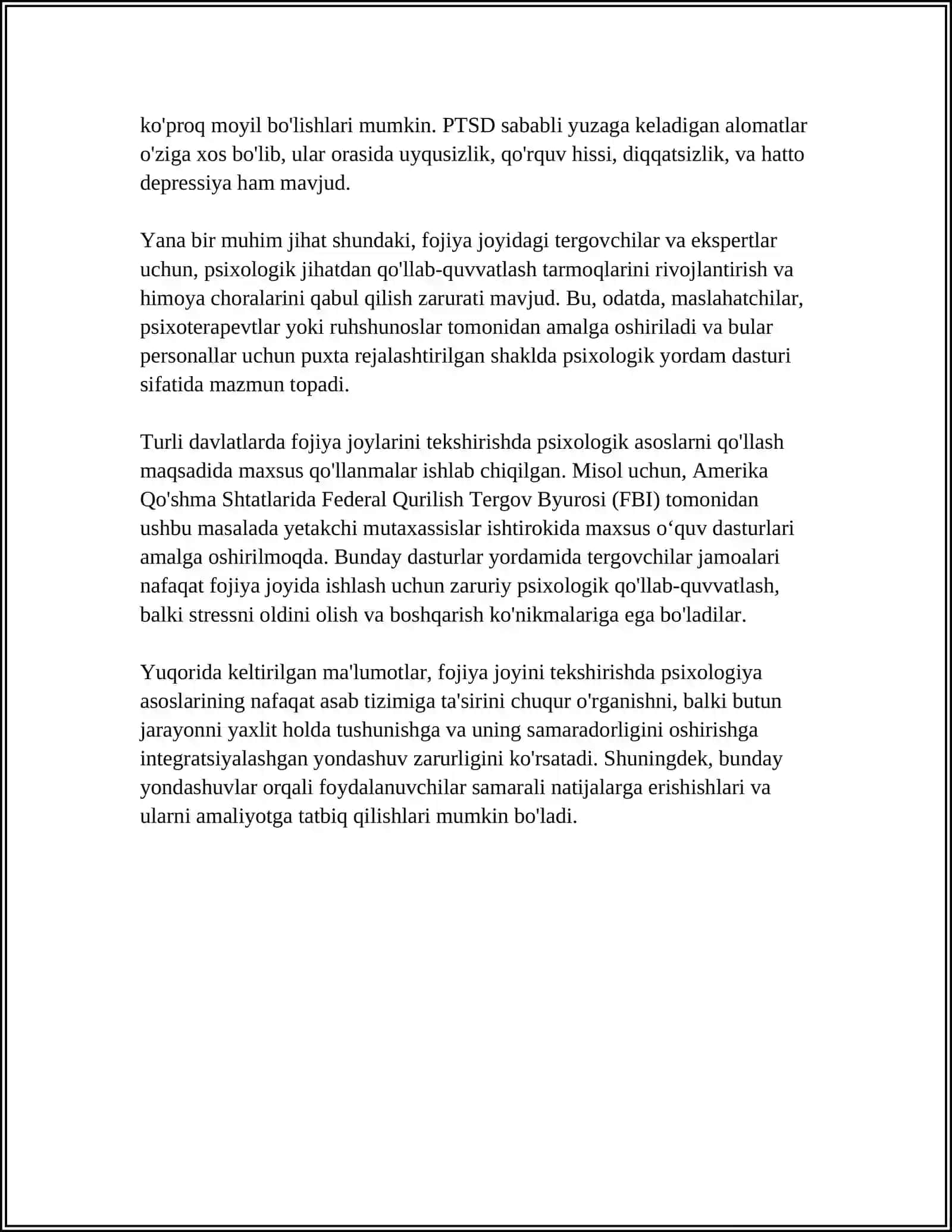 VOQEA SODIR BOʻLGAN JOYNI TEKSHIRISH VA GUVOHLIK BERISH PSIXOLOGIYASI 4