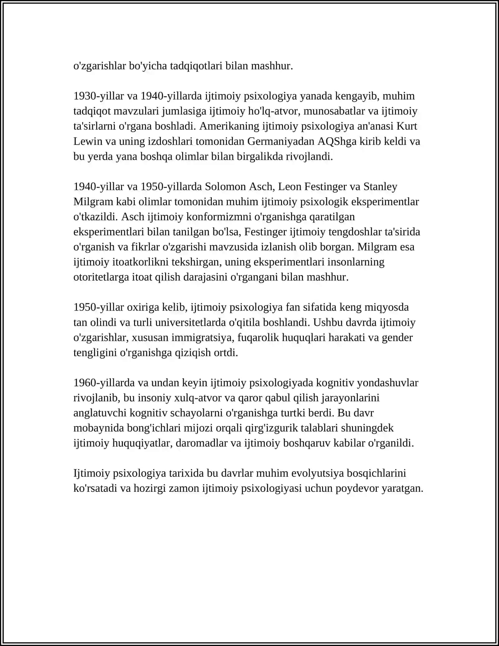 Erta davr ijtimoiy psixologiyaning rivojlanishi 4