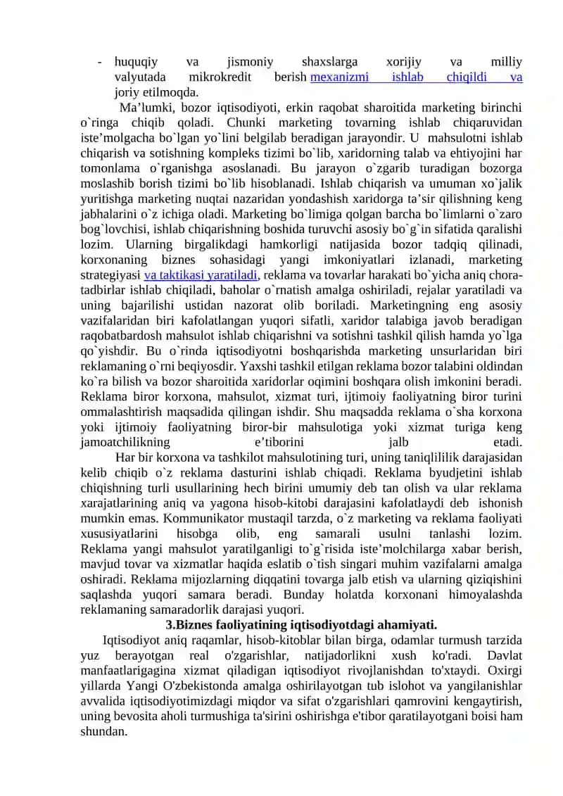 Biznes asoslari fanining mohiyati va iqtisodiyotdagi ahamiyati 4