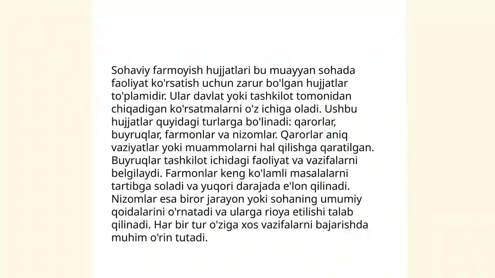 Sohaviy farmoyish hujjatlari xususiyatlari 4