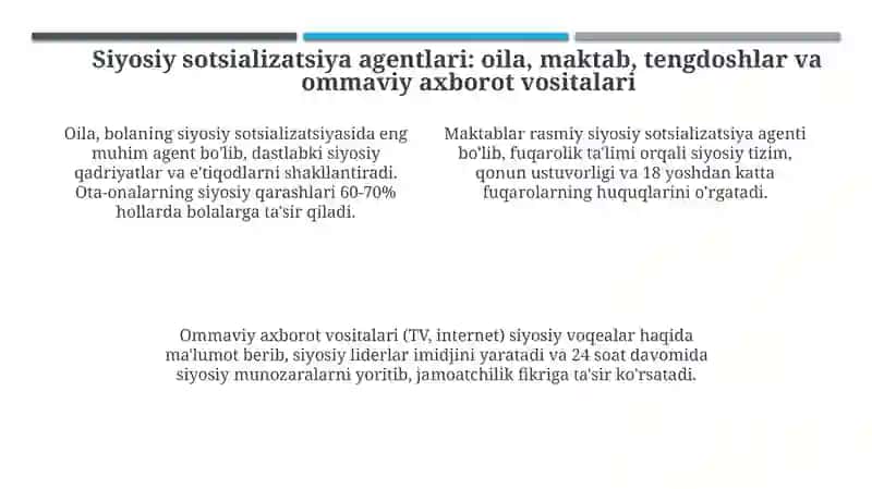 Siyosiy sotsializatsiya 4