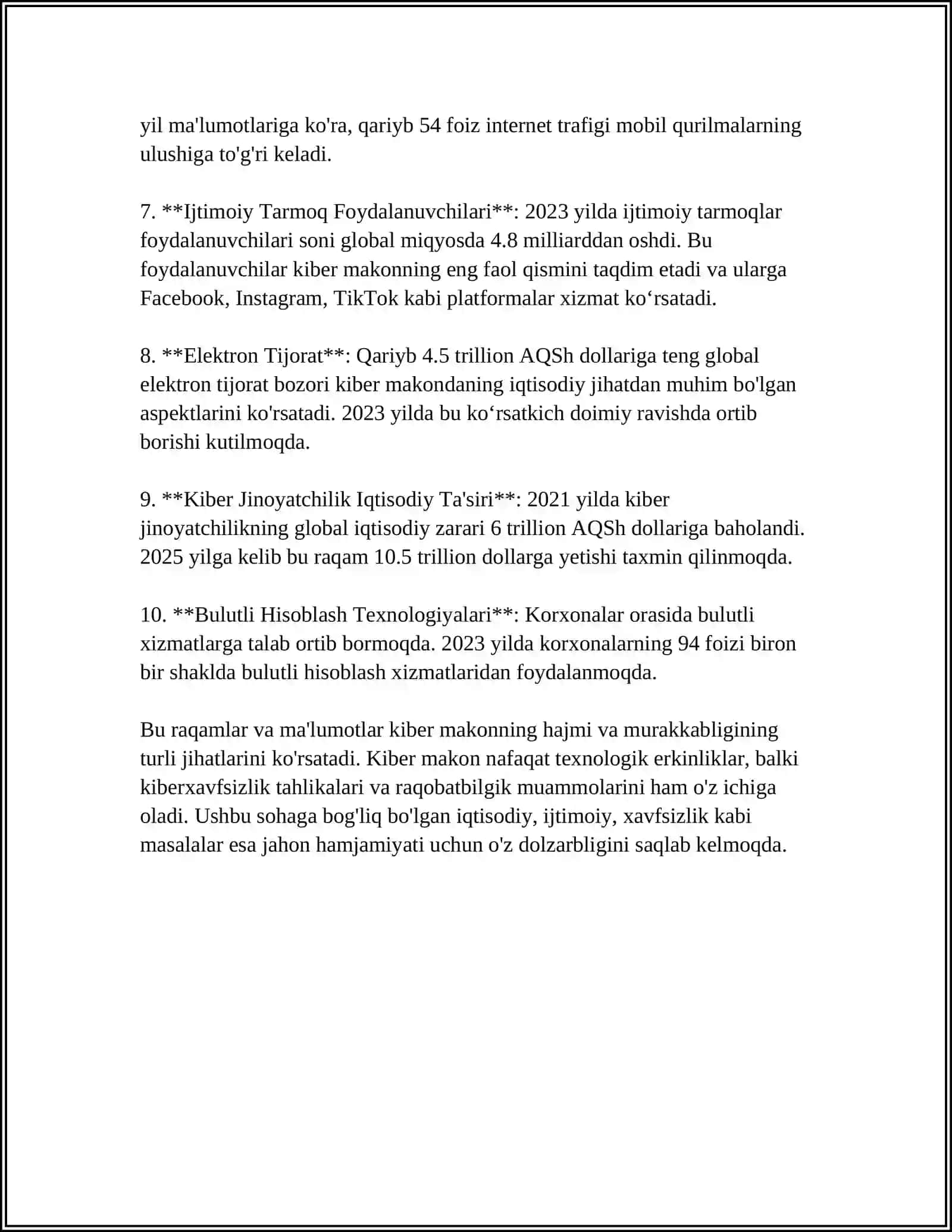 KIBER MAKON, KIBER TERRORIZM, KIBER ZO'RAVONLIK TUSHUNCHALARINING MOHIYATI 4
